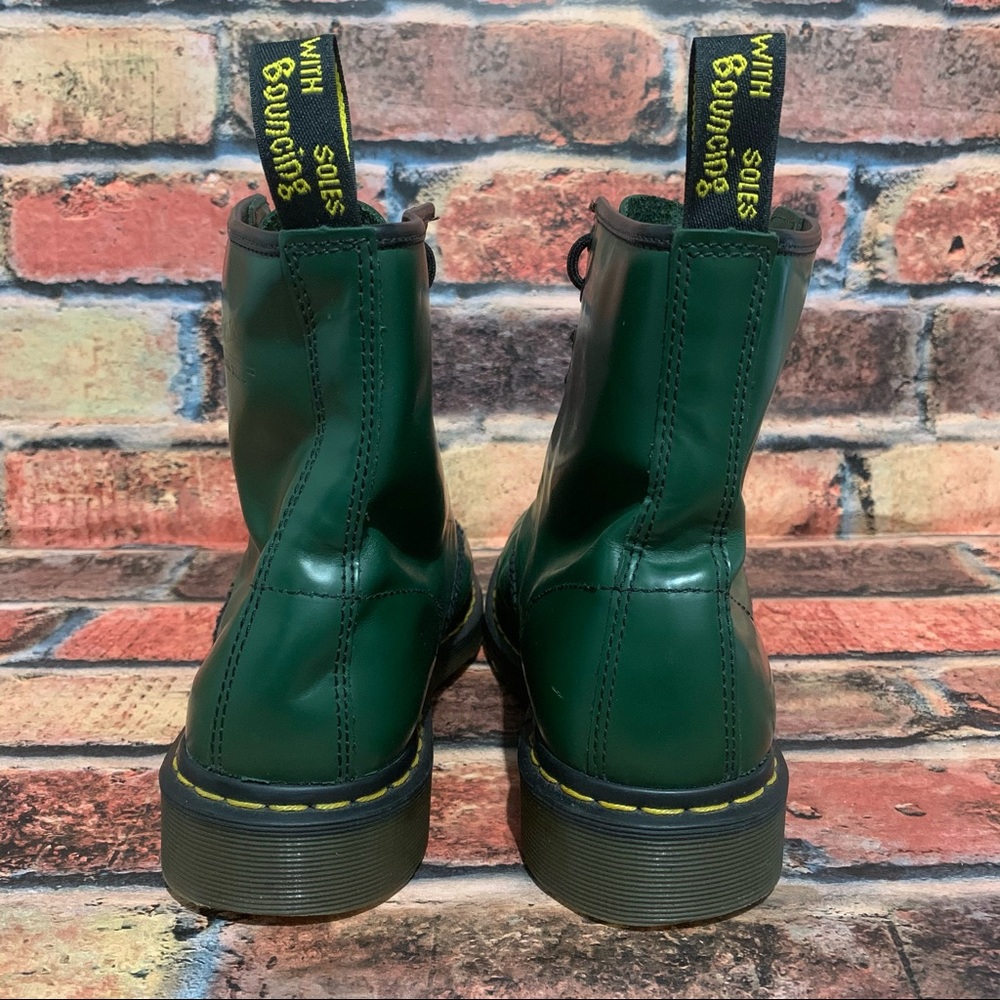 Dr. Martens Green Smooth Leather Boots - Picture 6 of 11